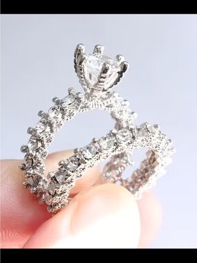 Affordable Fashion Finds Silver Crystal Bridal Ring Set